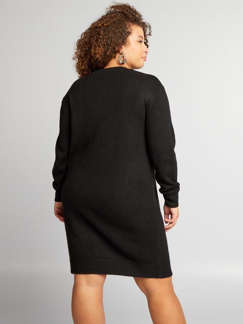 Vestido tipo jersey de punto negro - Kiabi