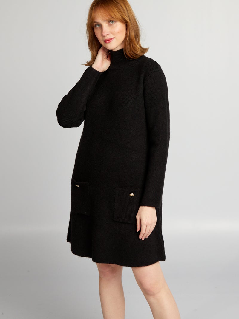 Vestido tipo jersey de punto negro - Kiabi