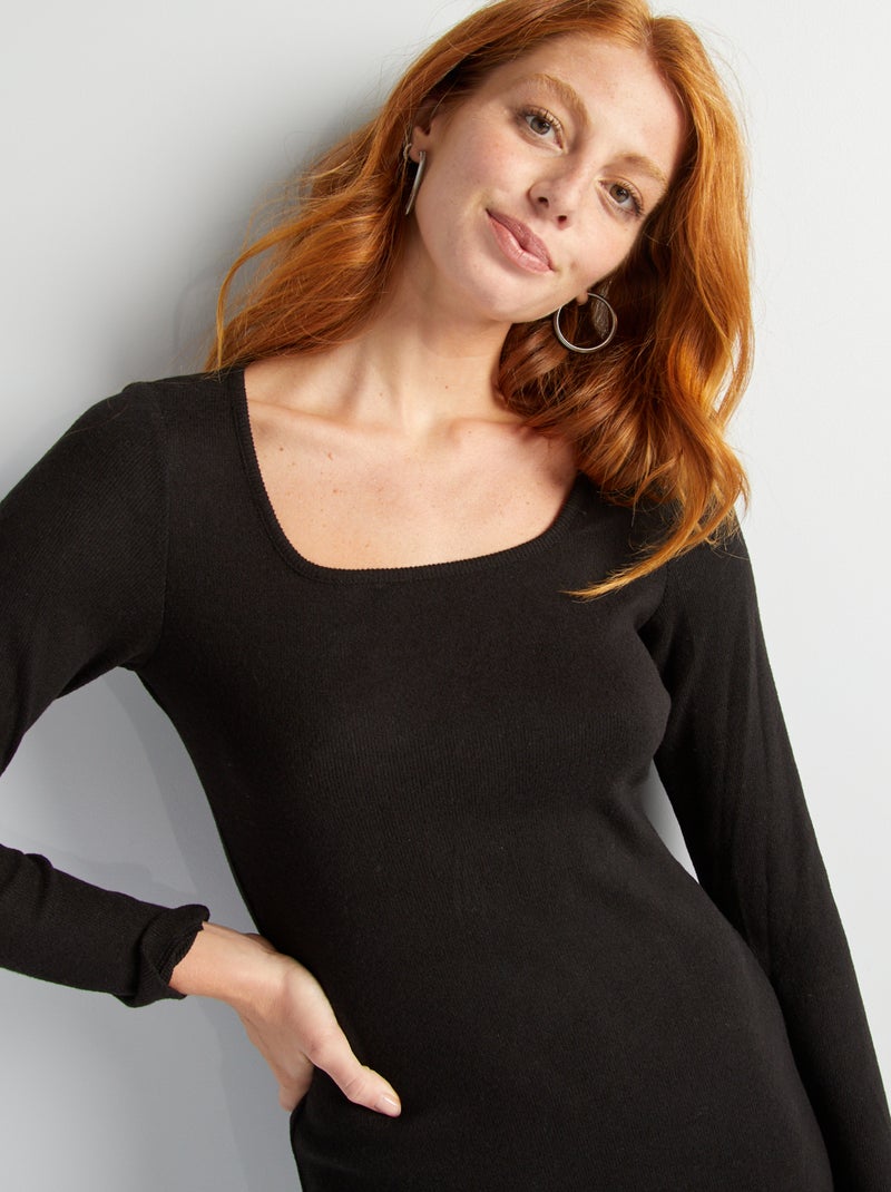 Vestido tipo jersey de punto negro - Kiabi