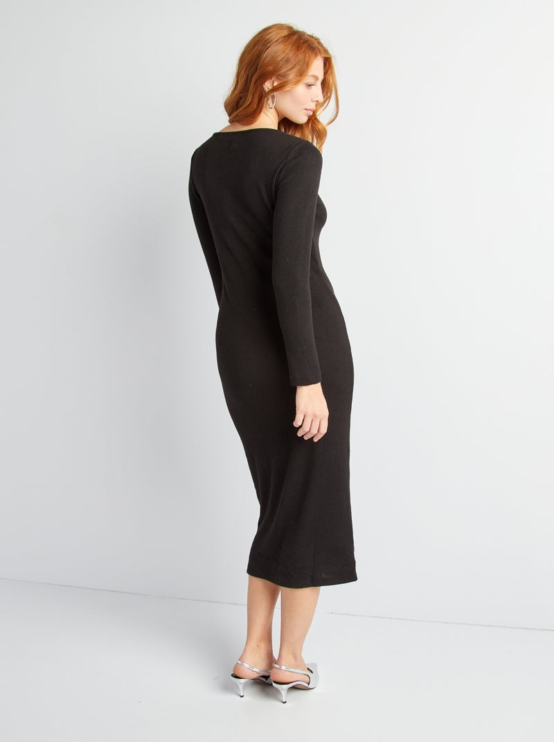 Vestido tipo jersey de punto negro - Kiabi