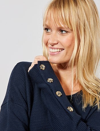 Mujer talla 34 a 48 - Vestido tipo jersey de punto ottoman - Kiabi