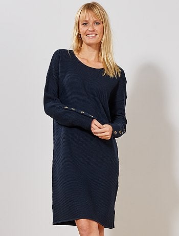 Mujer talla 34 a 48 - Vestido tipo jersey de punto ottoman - Kiabi