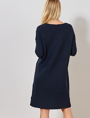 Mujer talla 34 a 48 - Vestido tipo jersey de punto ottoman - Kiabi