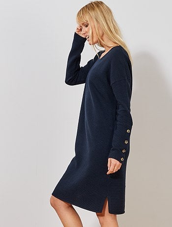 Mujer talla 34 a 48 - Vestido tipo jersey de punto ottoman - Kiabi