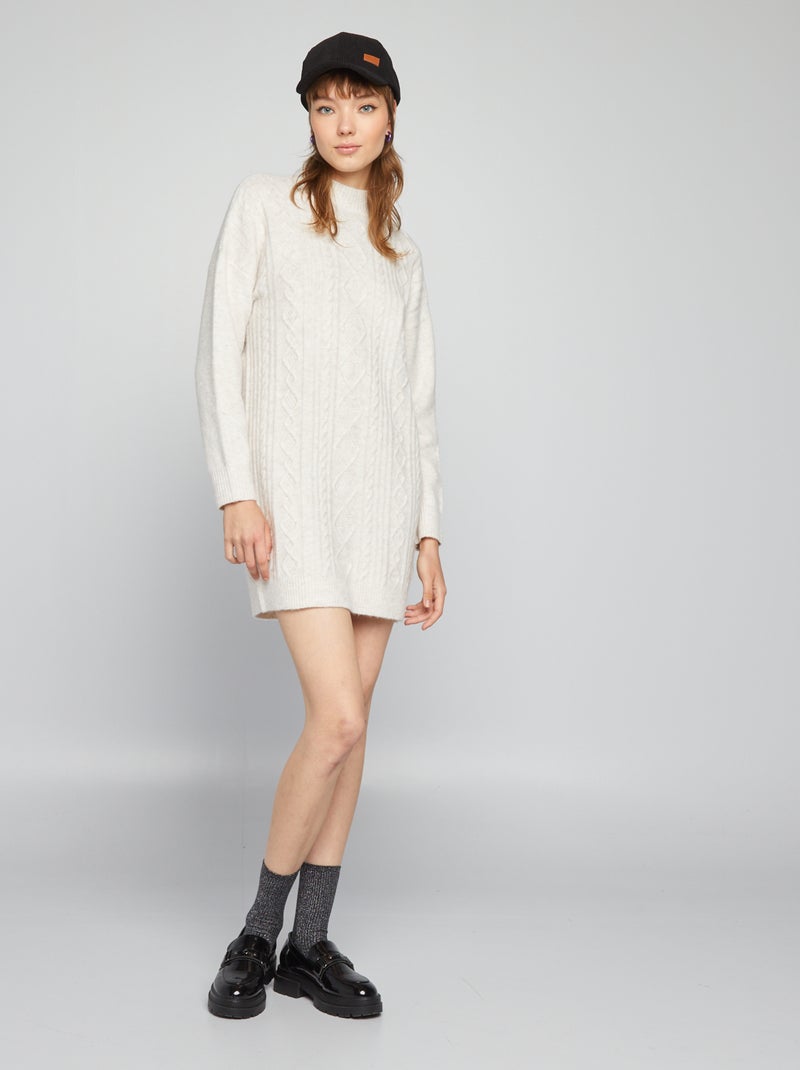 Vestido tipo jersey de punto trenzado BEIGE - Kiabi