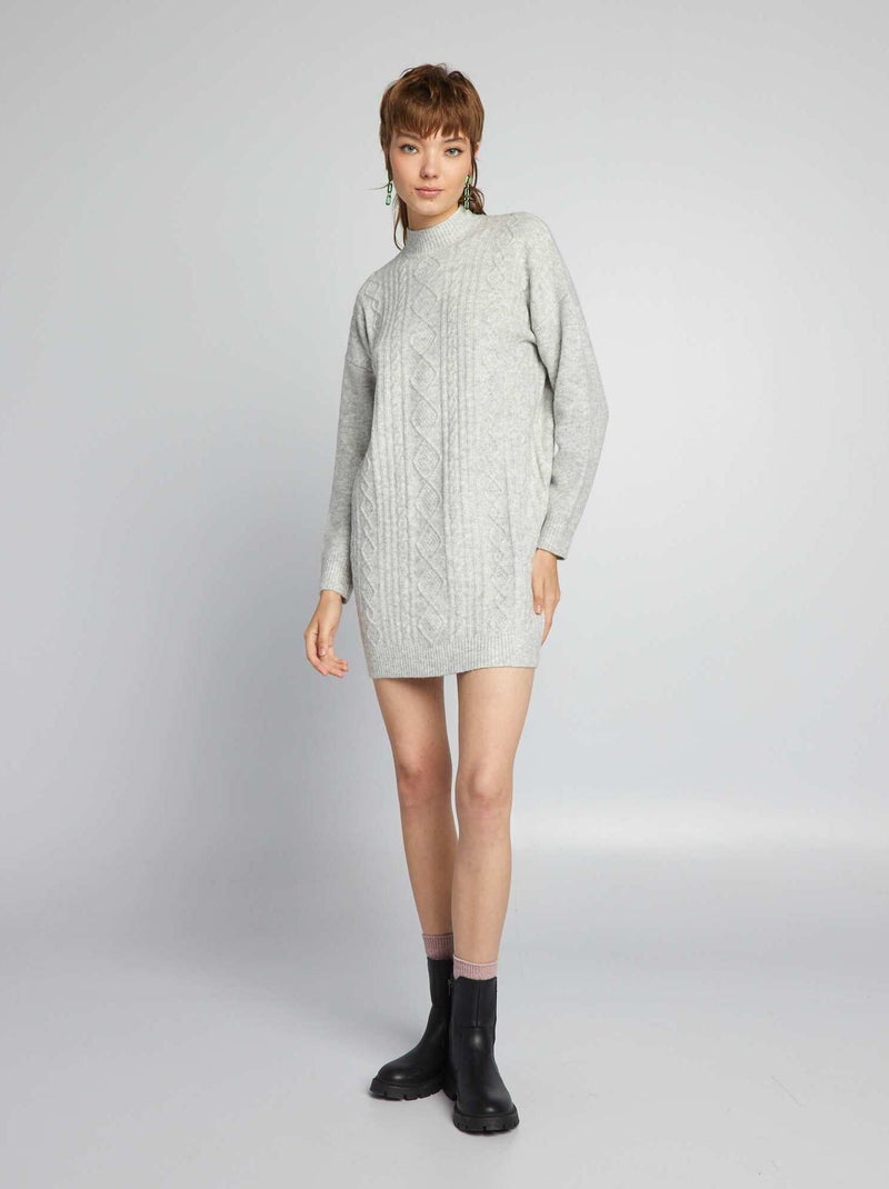 Vestido tipo jersey de punto trenzado GRIS - Kiabi