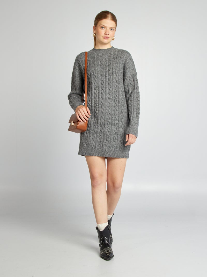 Vestido tipo jersey de punto trenzado GRIS - Kiabi
