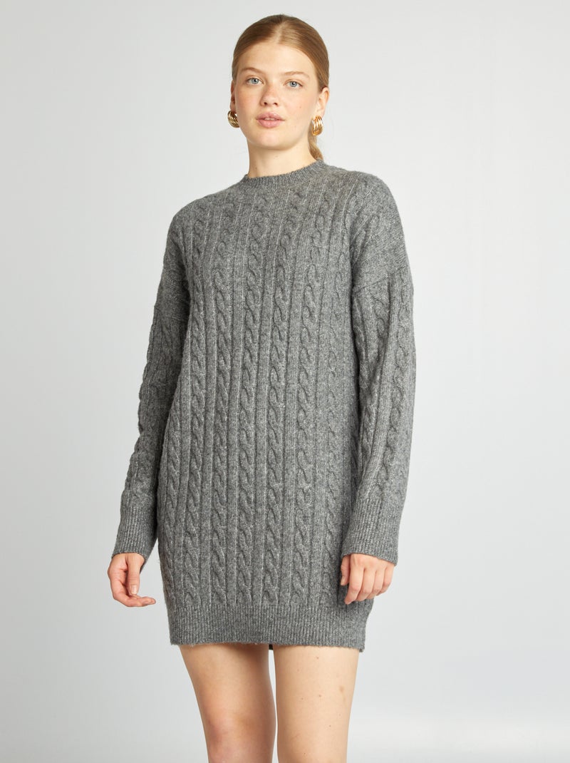 Vestido tipo jersey de punto trenzado GRIS - Kiabi