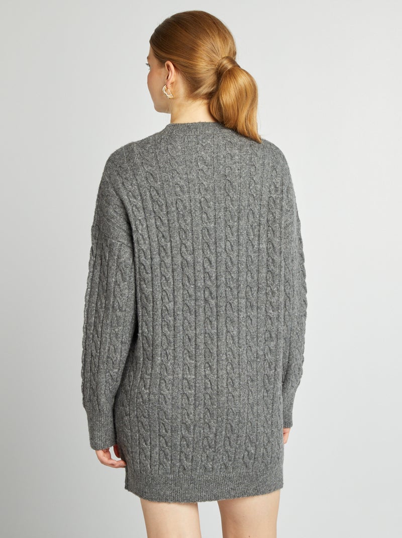 Vestido tipo jersey de punto trenzado GRIS - Kiabi