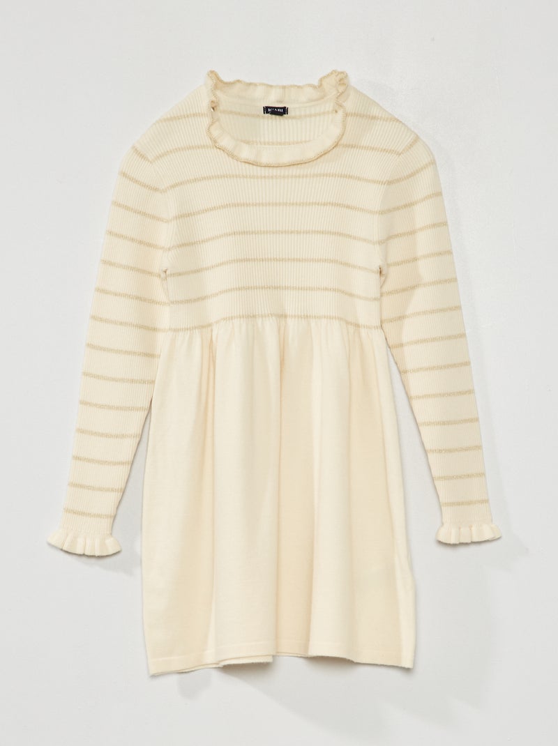 Vestido tipo jersey de rayas BEIGE - Kiabi