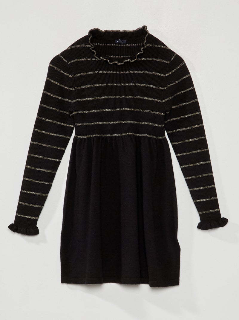 Vestido tipo jersey de rayas Negro - Kiabi