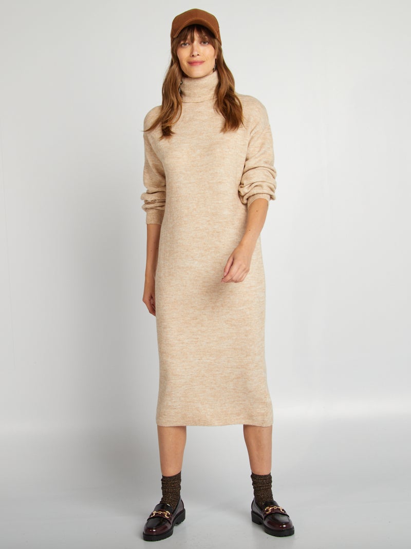 Vestido tipo jersey largo BEIGE - Kiabi