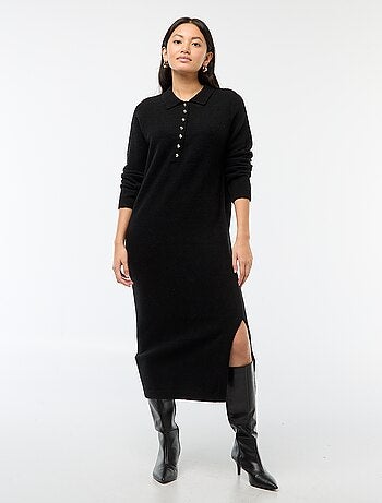 Vestido largo tipo jersey con cuello polo original