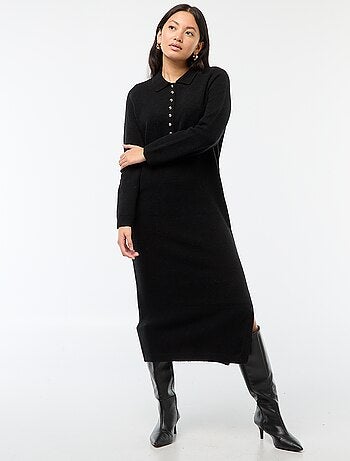 Vestido largo tipo jersey con cuello polo original