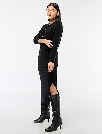 Vestido largo tipo jersey con cuello polo original