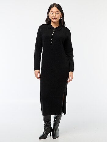 Vestido largo tipo jersey con cuello polo original