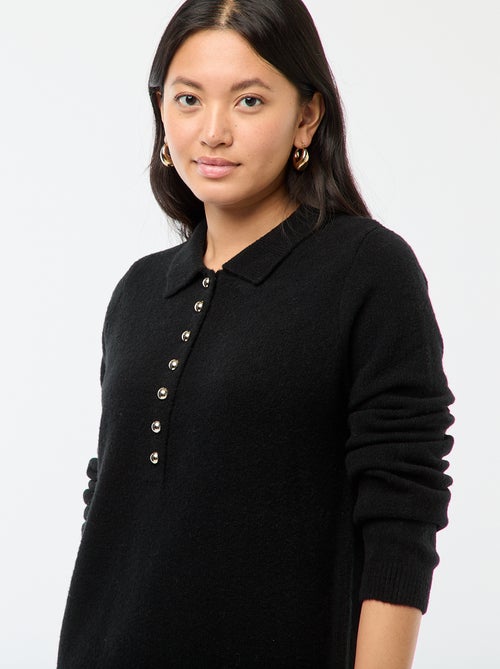 Vestido tipo jersey largo con cuello polo fantasía - Kiabi