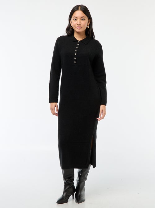 Vestido tipo jersey largo con cuello polo fantasía - Kiabi