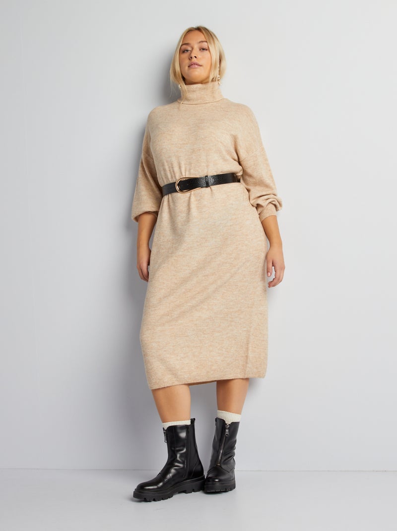 Vestido tipo jersey largo medio BEIGE - Kiabi