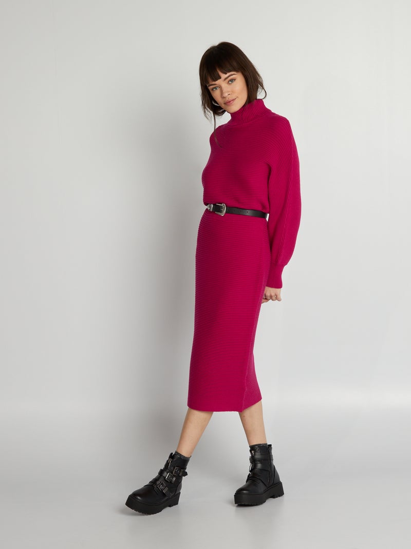 Vestido tipo jersey largo ROJO - Kiabi