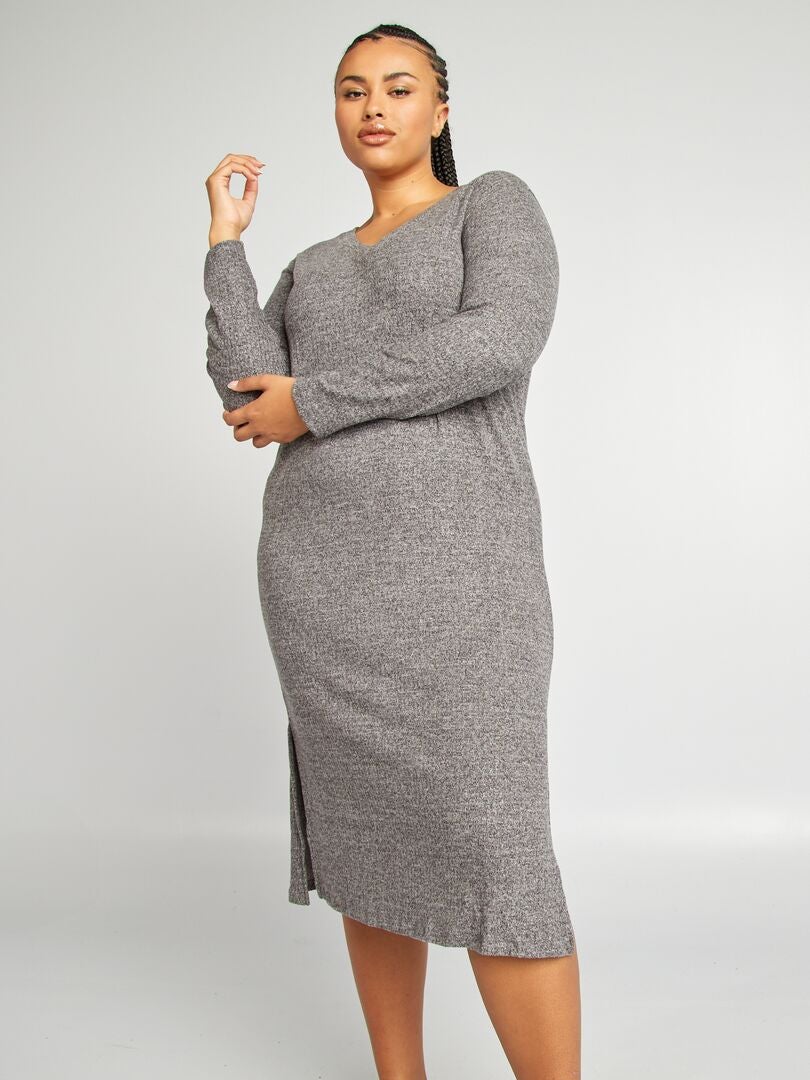 Vestido tipo jersey largo 'Vero Moda Curve' GRIS - Kiabi