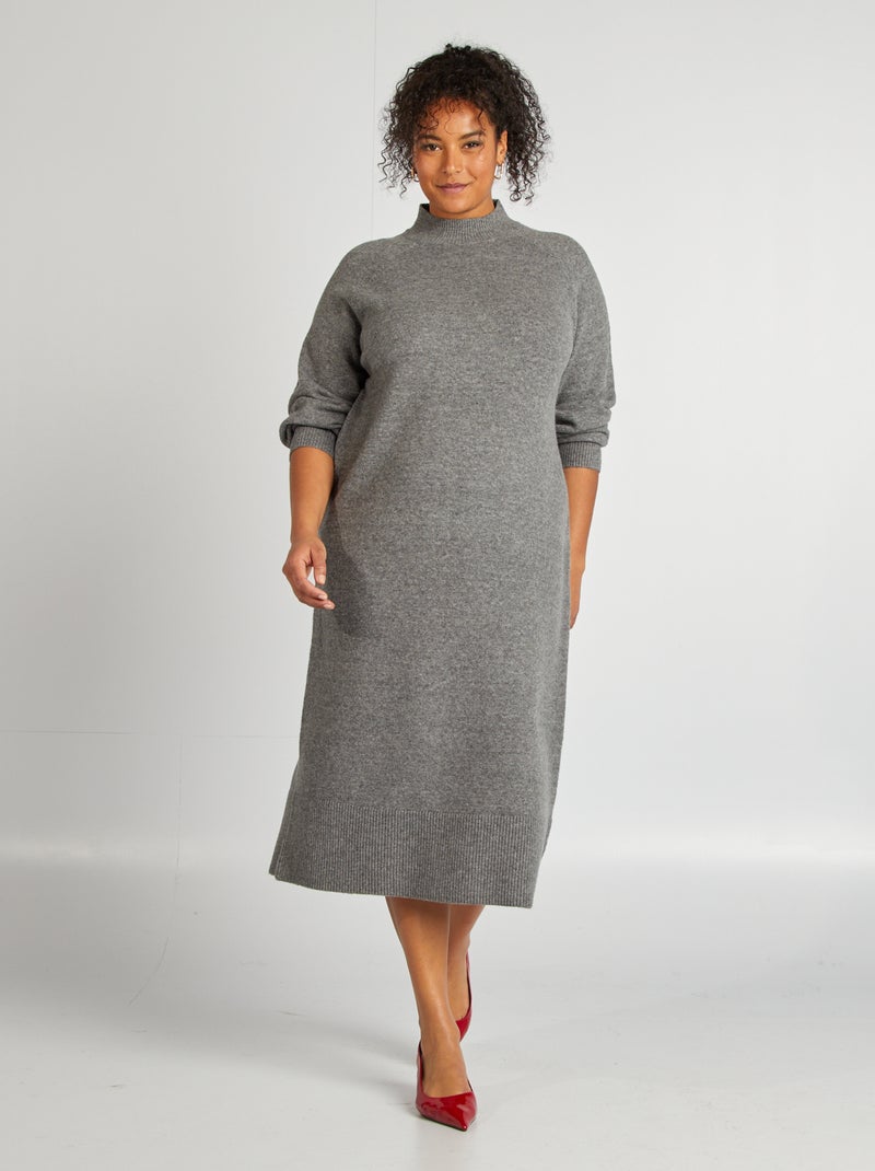 Vestido tipo jersey midi GRIS - Kiabi