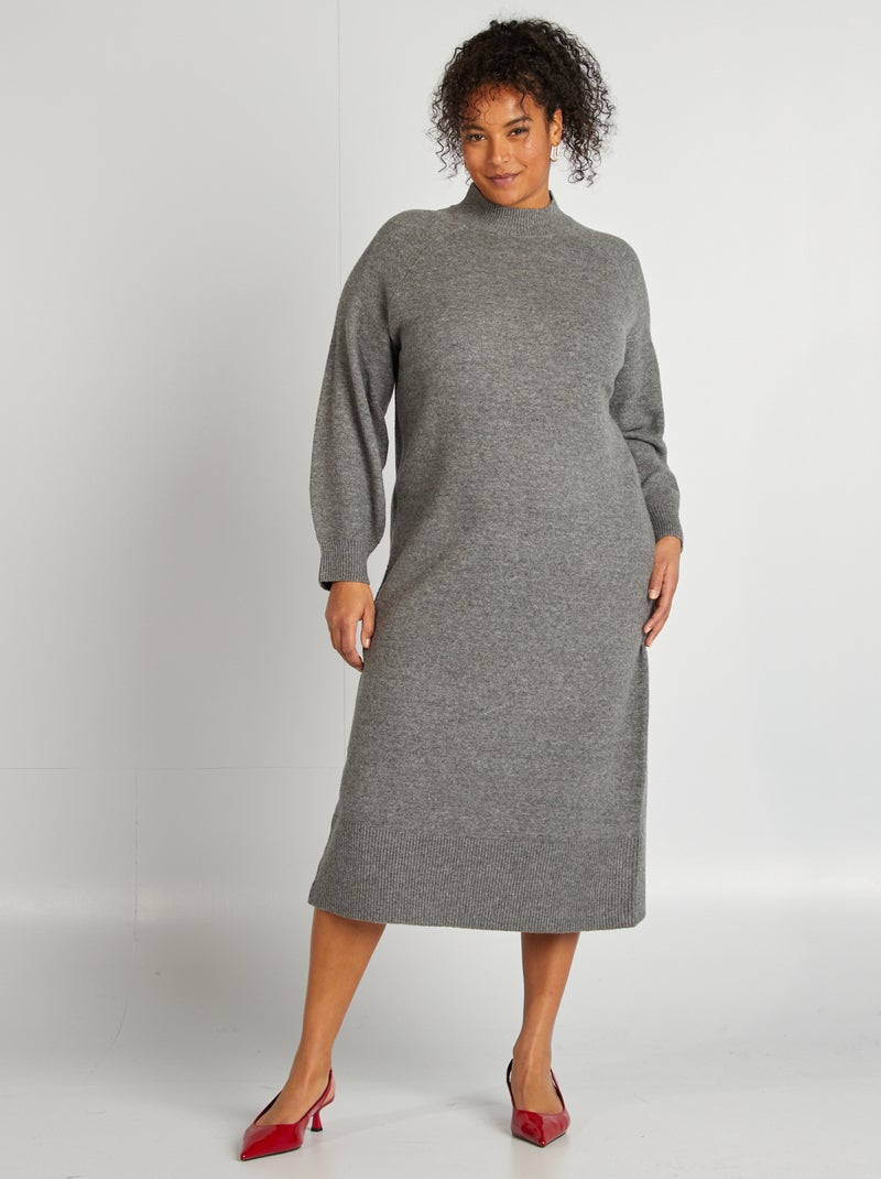 Vestido tipo jersey midi GRIS - Kiabi