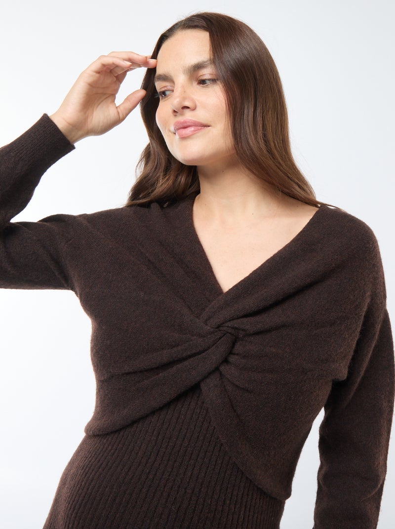 Vestido tipo jersey premamá 2 en 1 Marron - Kiabi