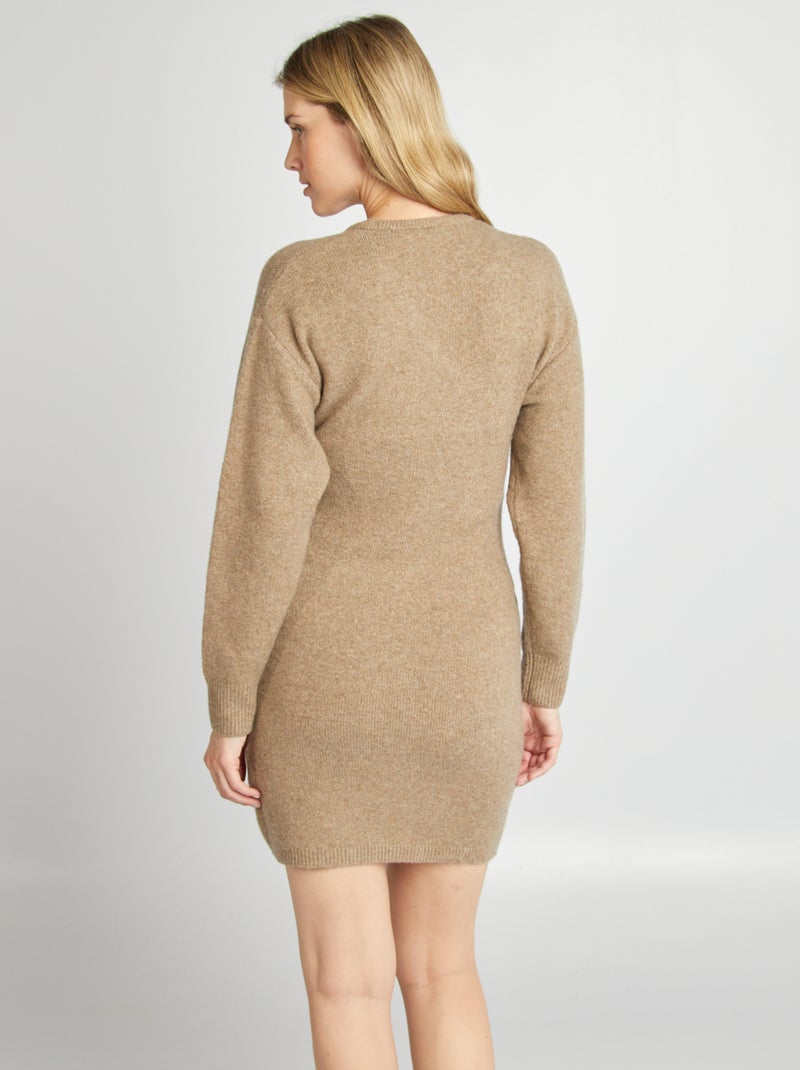 Vestido tipo jersey premamá con cinturón MARRON - Kiabi