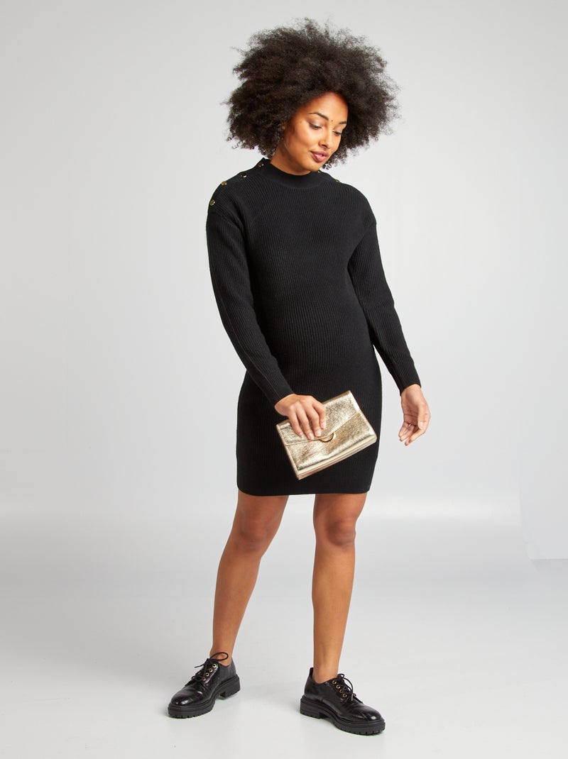 Vestido tipo jersey premamá negro - Kiabi