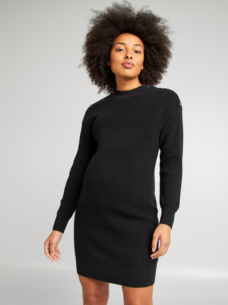 Vestido tipo jersey premamá negro - Kiabi
