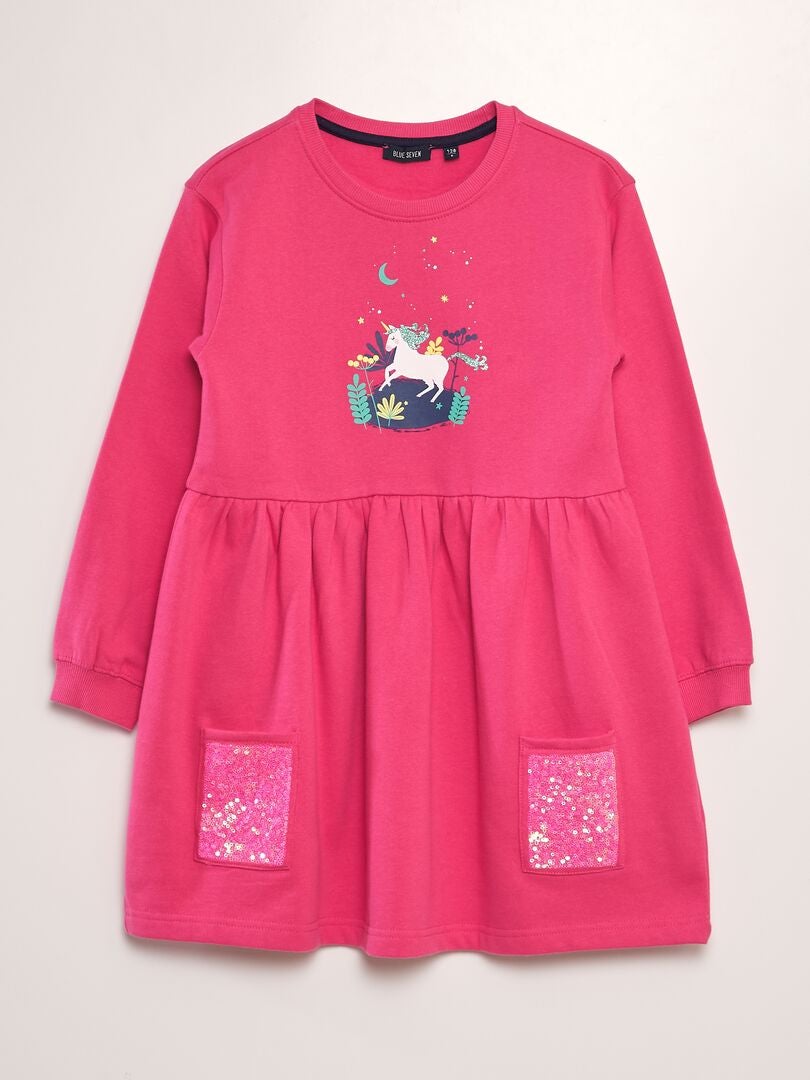 Vestido tipo jersey 'unicornio' con lentejuelas ROSA - Kiabi