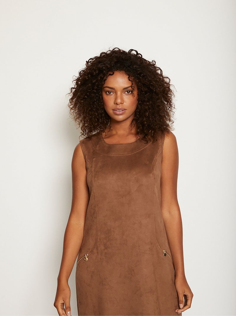 Vestido tipo pichi de punto de ante - Afibel Camel - Kiabi