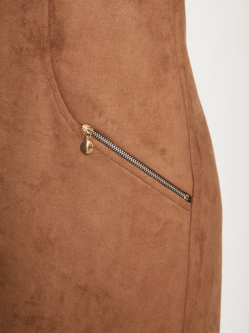 Vestido tipo pichi de punto de ante - Afibel Camel - Kiabi