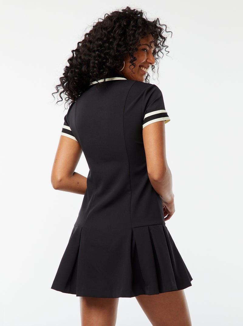 Vestido tipo polo con volante en el bajo negro - Kiabi