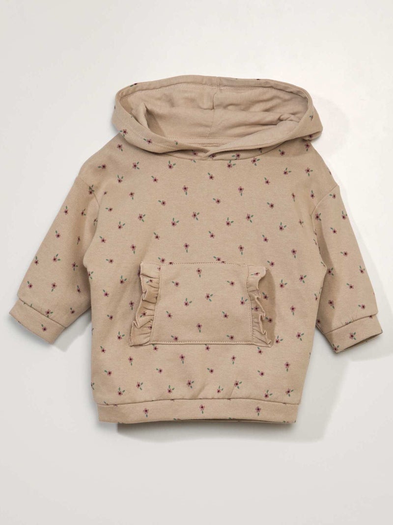 Vestido tipo sudadera con capucha BEIGE - Kiabi