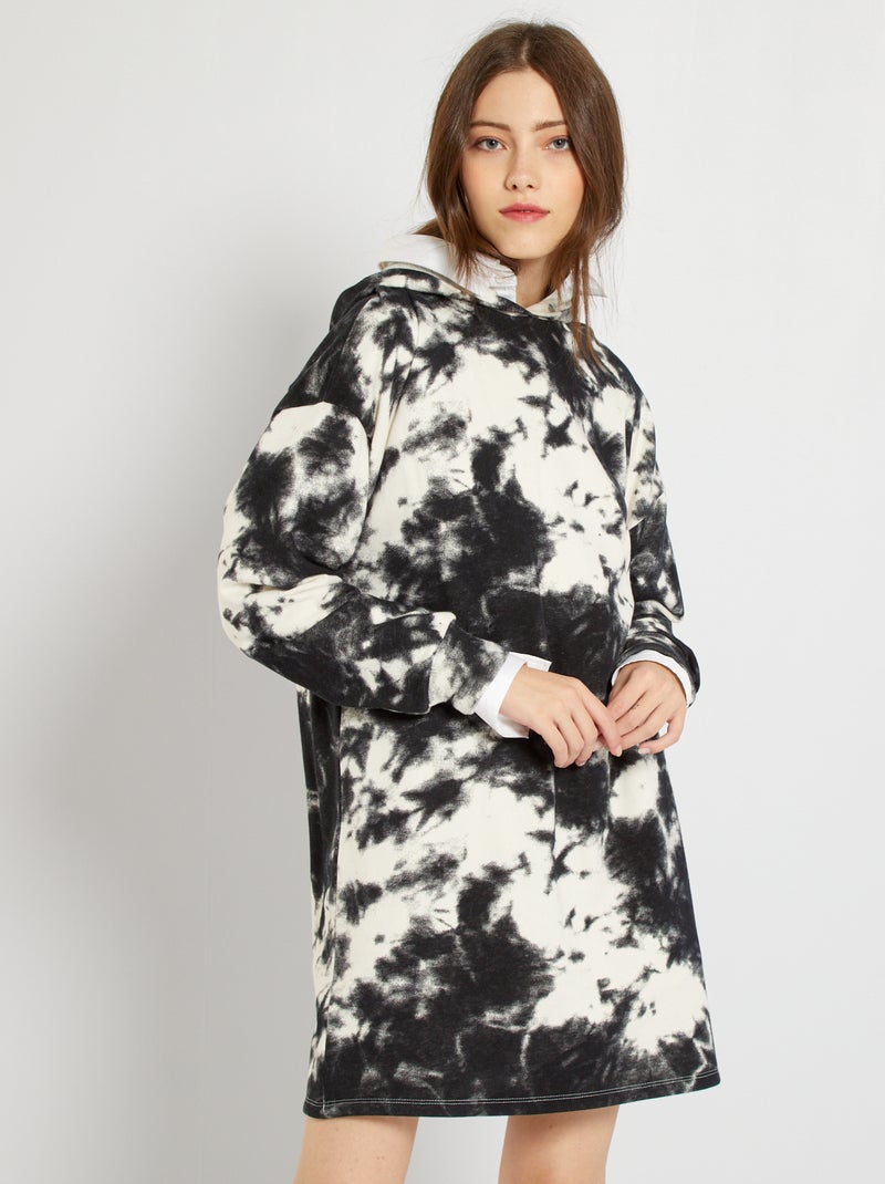 Vestido tipo sudadera con capucha NEGRO - Kiabi