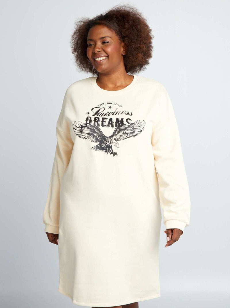 Vestido tipo sudadera con mensaje BLANCO - Kiabi