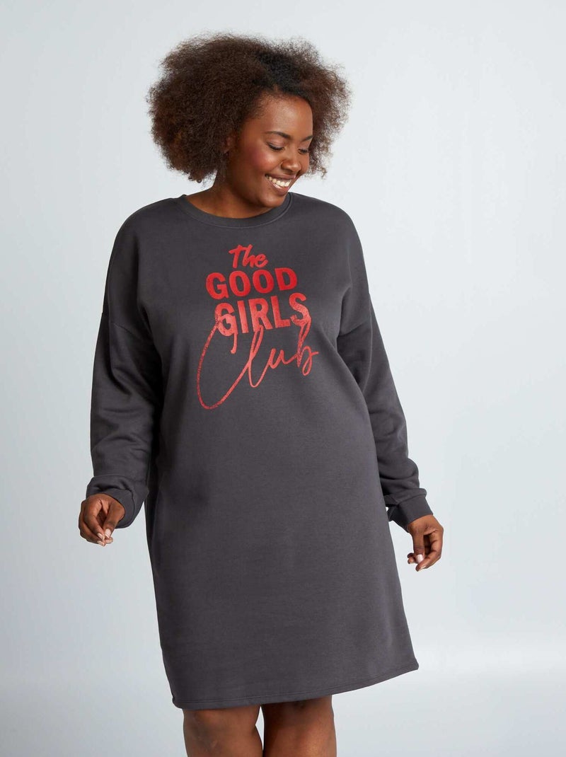 Vestido tipo sudadera con mensaje NEGRO - Kiabi