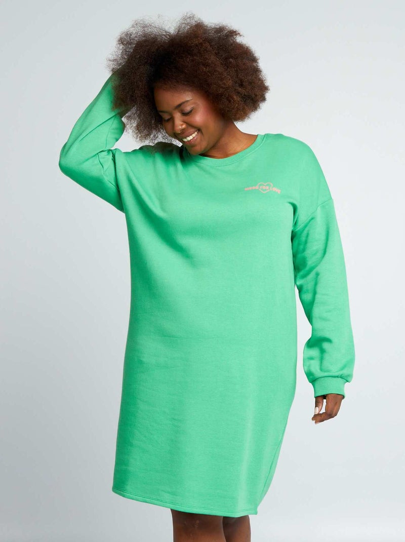 Vestido tipo sudadera con mensaje VERDE - Kiabi