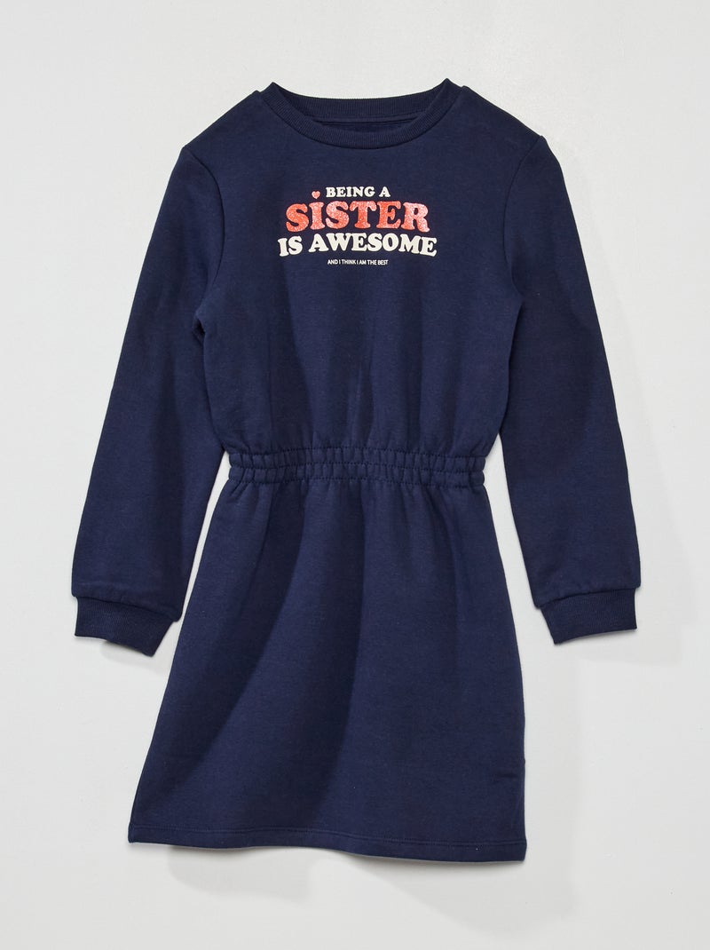Vestido tipo sudadera de felpa AZUL - Kiabi