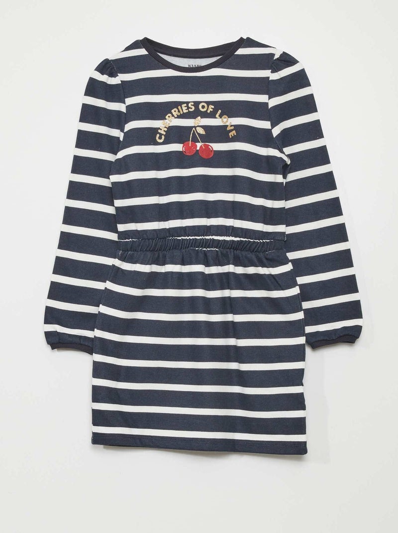 Vestido tipo sudadera entallado estampado AZUL - Kiabi