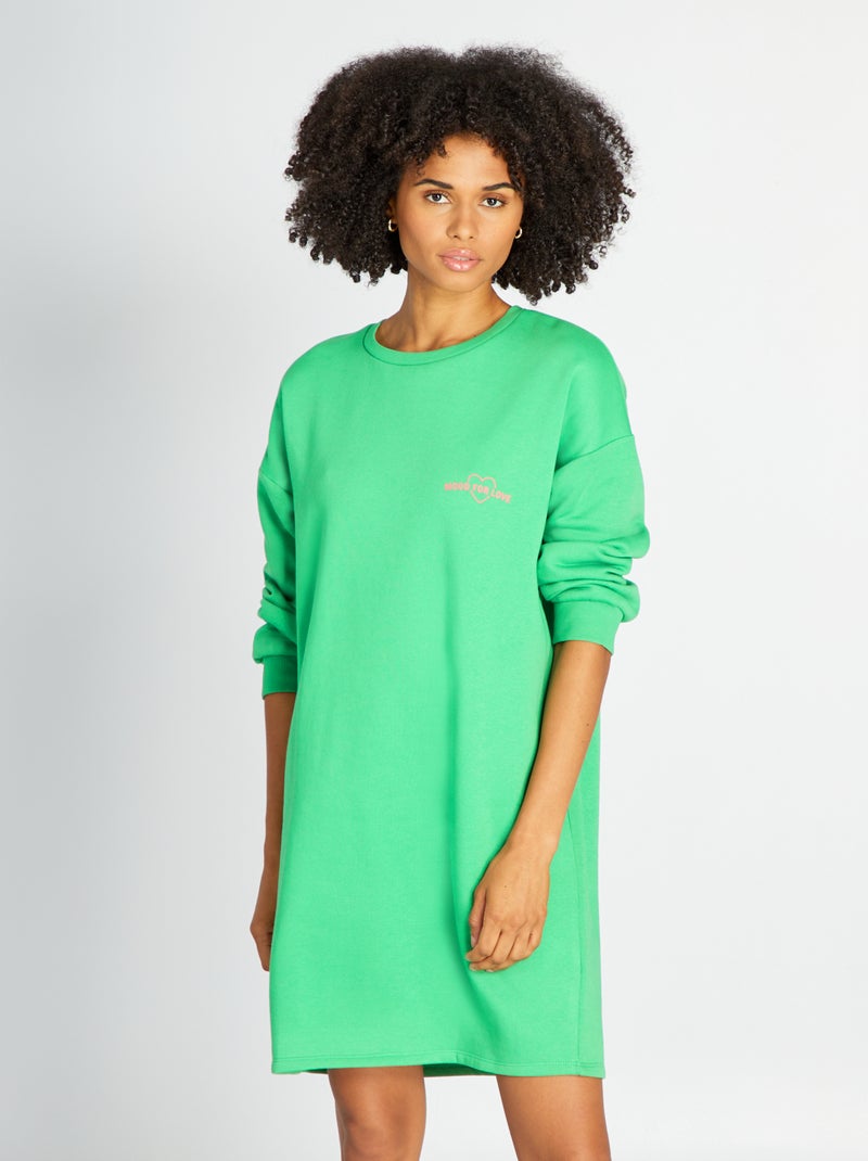 Vestido tipo sudadera estampado VERDE - Kiabi