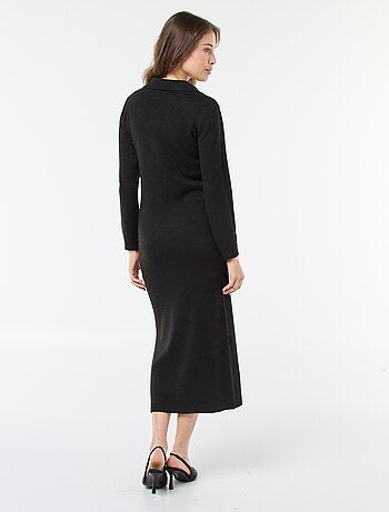 Vestido tipo suéter cuello polo manga larga