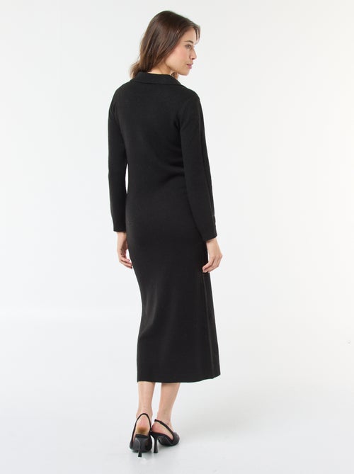 Vestido tipo suéter cuello polo manga larga - Kiabi