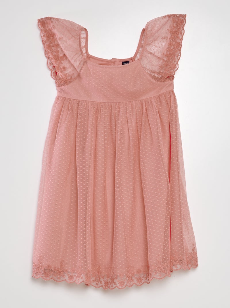 Vestido trapecio de tul de plumeti ROSA - Kiabi