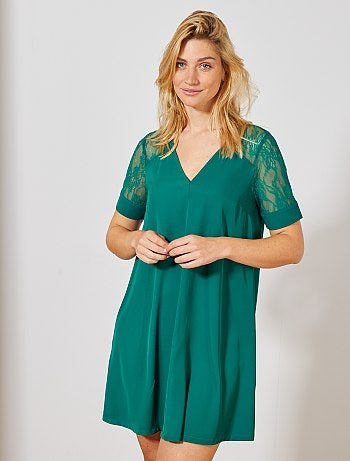 Vestido trapecio encaje - Kiabi