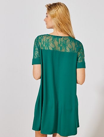 Vestido trapecio encaje - Kiabi