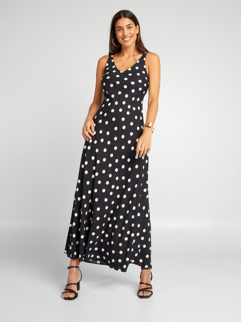 Vestido vaporoso con cuello de pico NEGRO - Kiabi