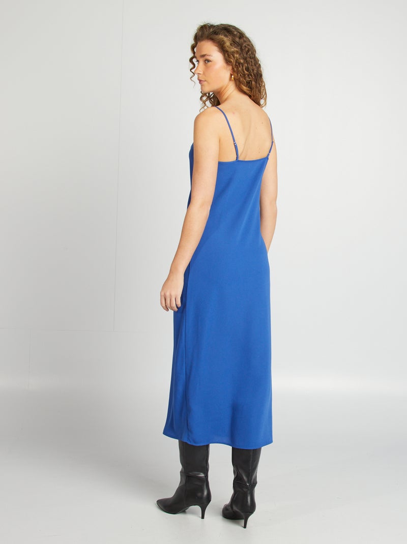 Vestido vaporoso con cuello desbocado AZUL - Kiabi